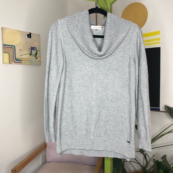 Calvin Klein light grey cowl neck sweater medium - Picture 1 of 6